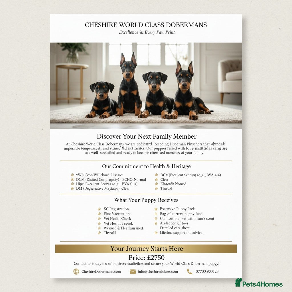 Dobermann dogs CHESHIRE WORLD CLASS DOBERMAN PUPPY - Advert 6