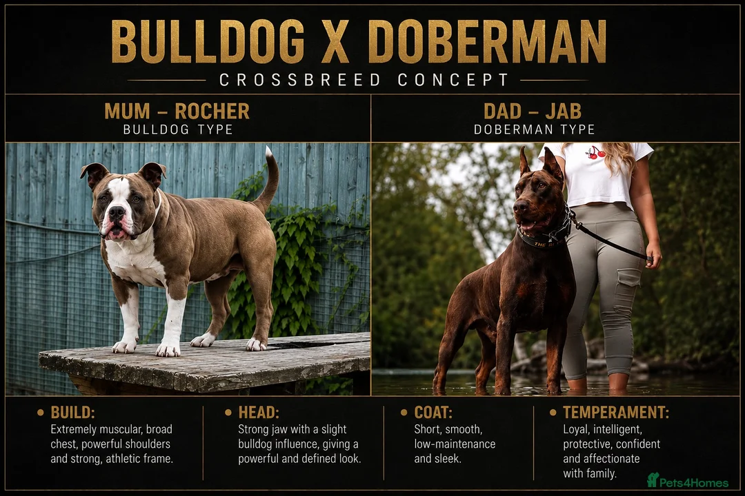 Mixed Breed dogs for sale: Mum bull mix dad European Doberman Bullderman pups in Swansea - Advert 1