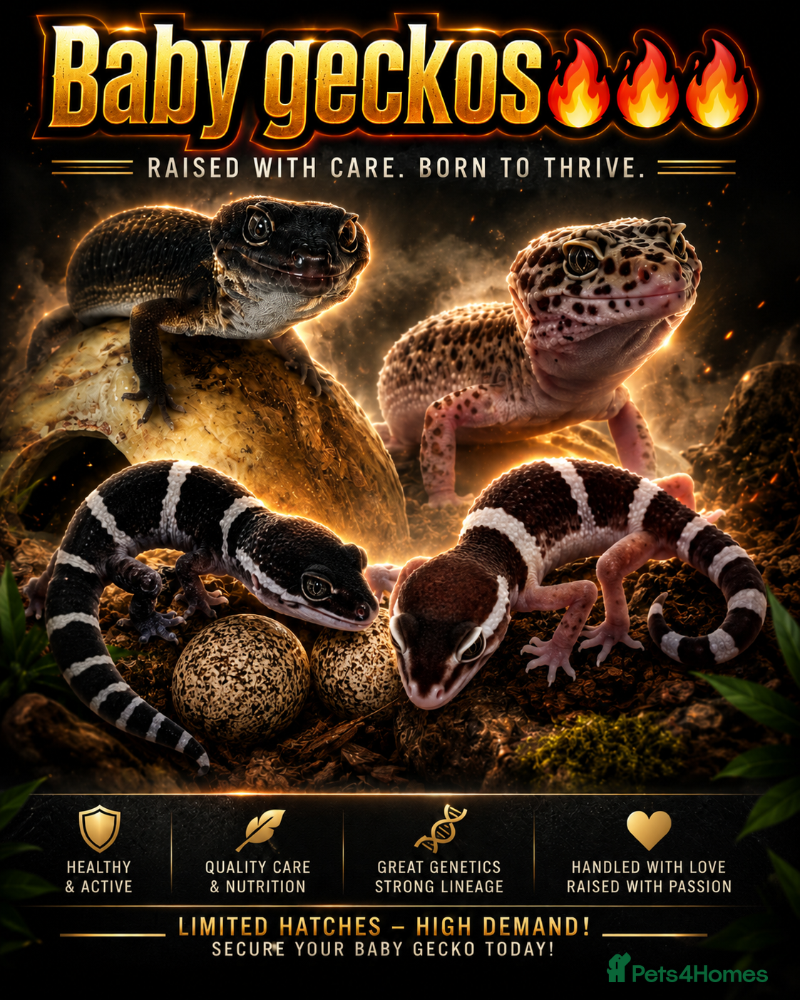 Leopard Gecko reptiles Black night x Super snow babies🔥🔥🔥 - Advert 5