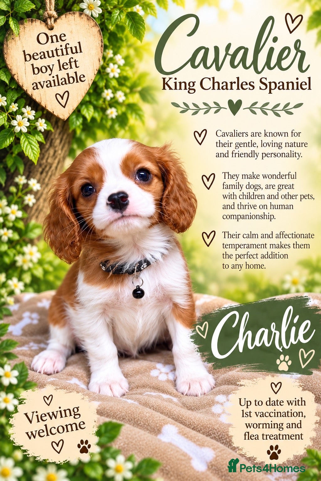 Cavalier King Charles Spaniel dogs Cavalier King Charles Spaniel pups- DAD DNA TESTED - Advert 2