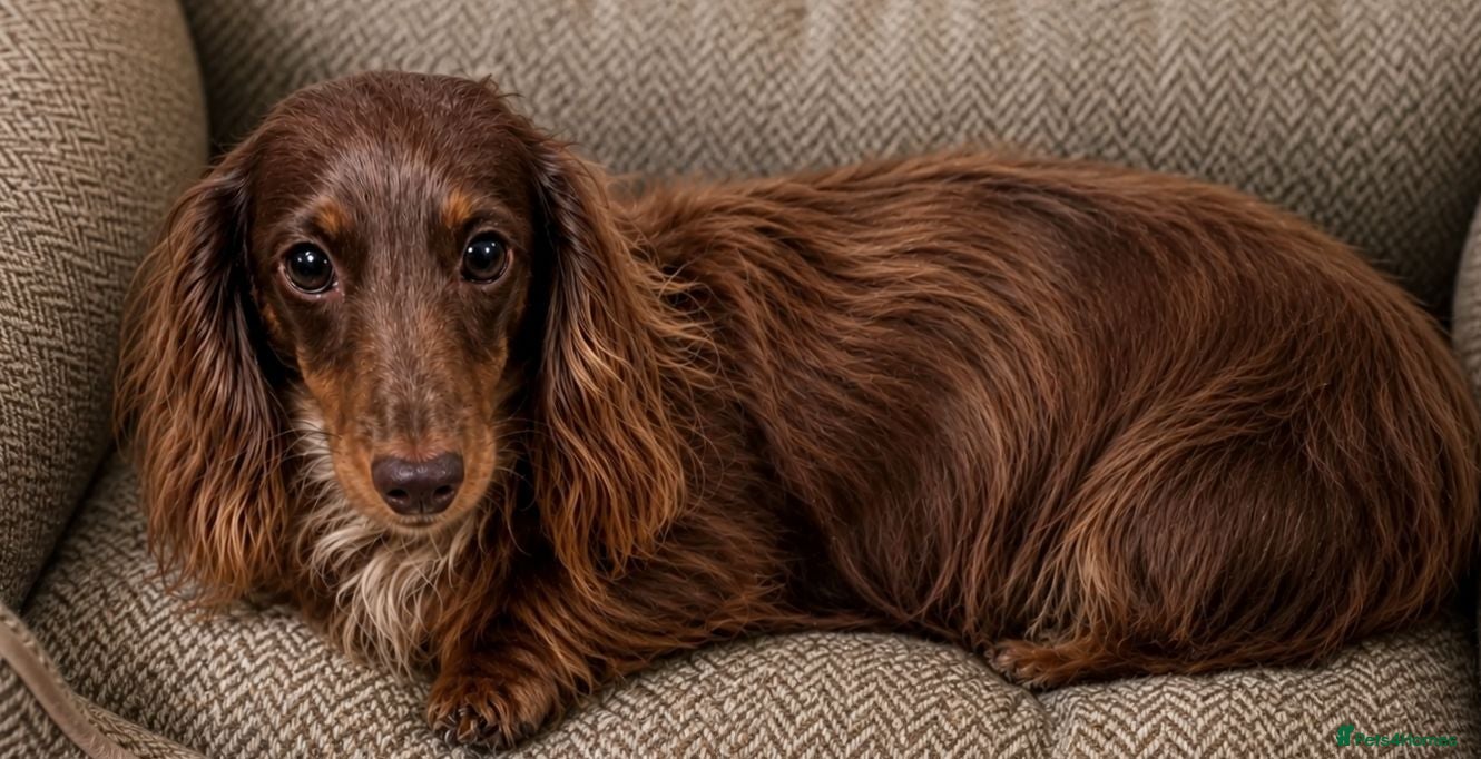 Miniature Dachshund dogs Choc Dapple LongHaired+KC+Female+Great Temperament - Advert 1