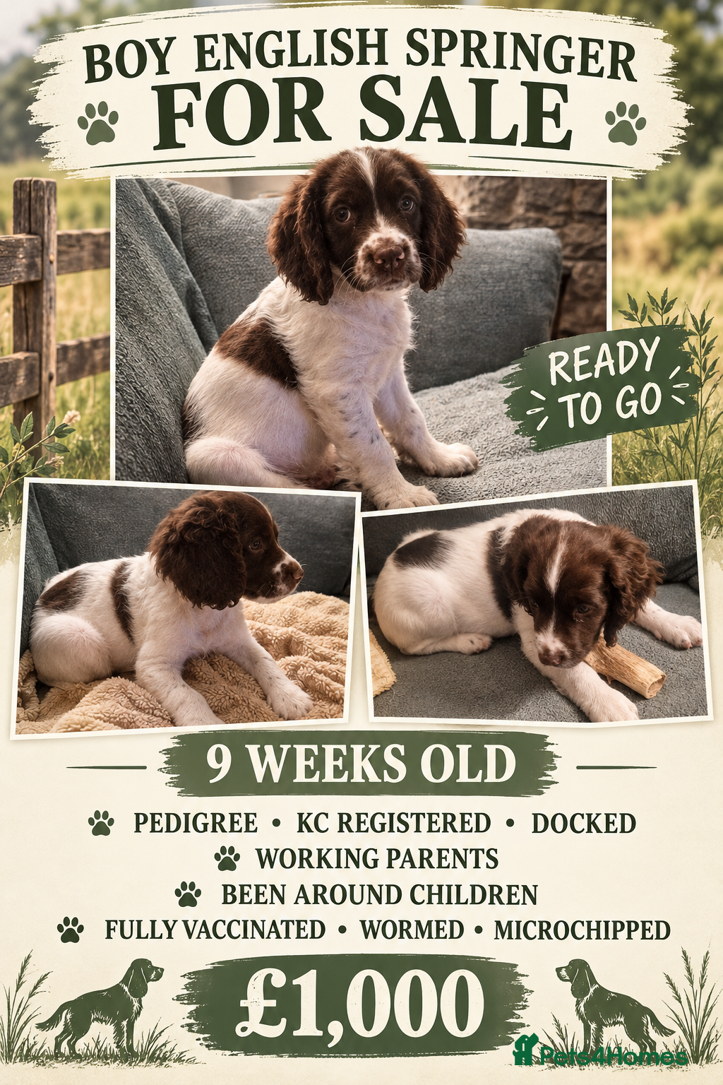 English Springer Spaniel dogs Pedigree working English Springer Spaniels  - Advert 2