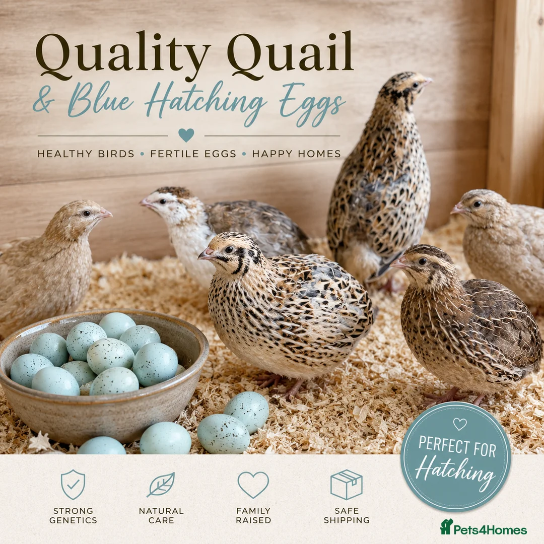 Quail poultry for sale: 12 Celadon Quail Hatching Eggs – Blue Egg Gene - Advert 1
