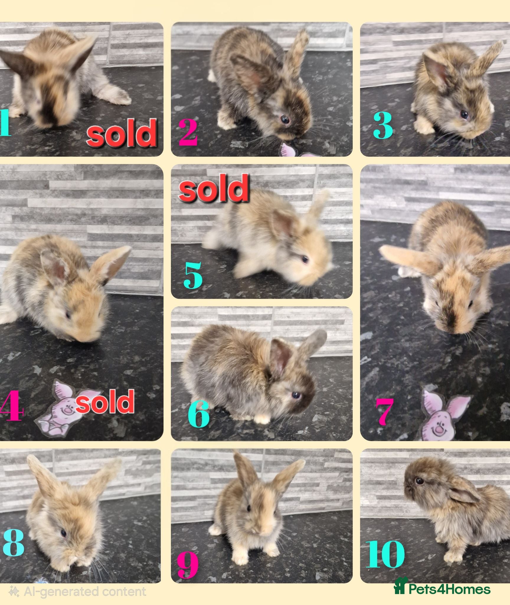 Harlequin rabbits lion lop rabbits - Advert 1