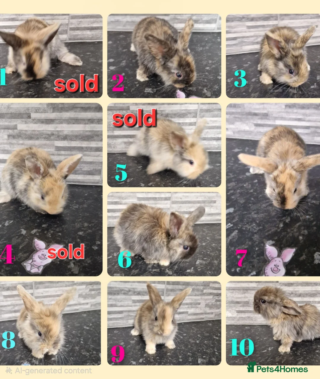 Harlequin rabbits for sale: lion lop rabbits - Advert 1