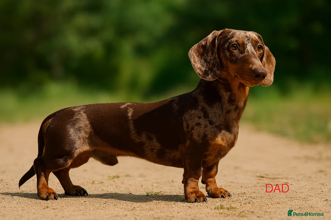 Miniature Dachshund dogs for stud: Mini Dachshund Boy for Stud, KC reg, Choc Dapple in Salford - Advert 2