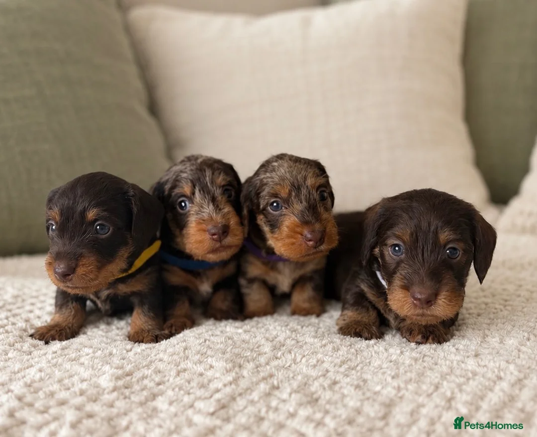 Miniature Dachshund dogs for sale: Miniature chocolate wirehaired dachshunds  - Advert 1
