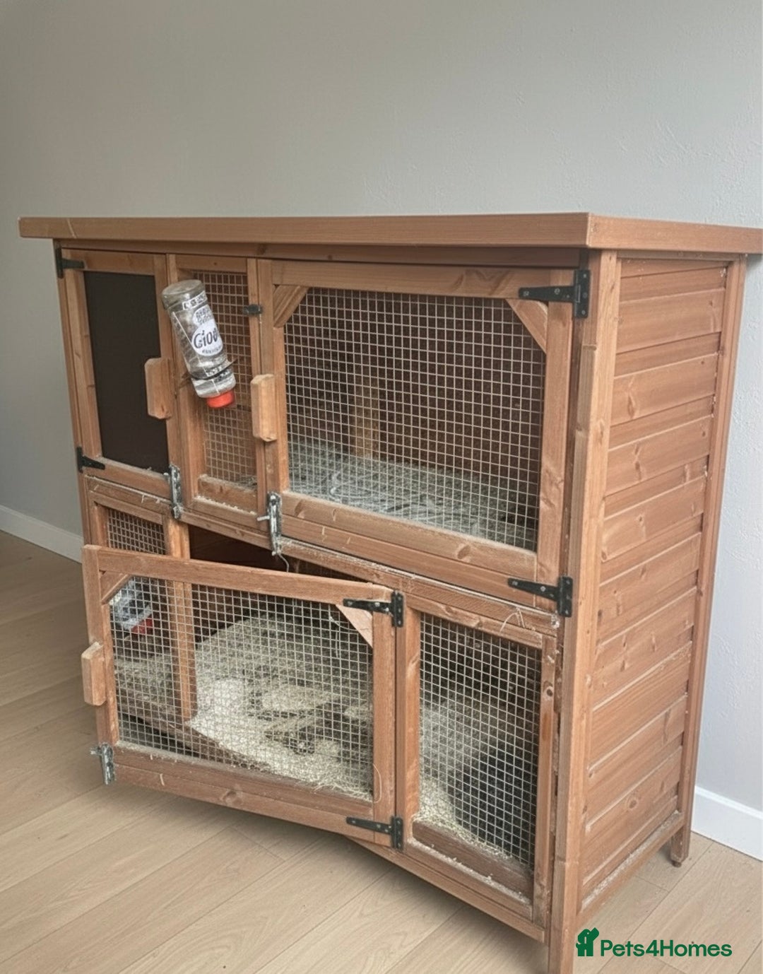 Mini Lop rabbits for sale: Two-Tier Wooden Rabbit Hutch with Waterproof Roof - Advert 1