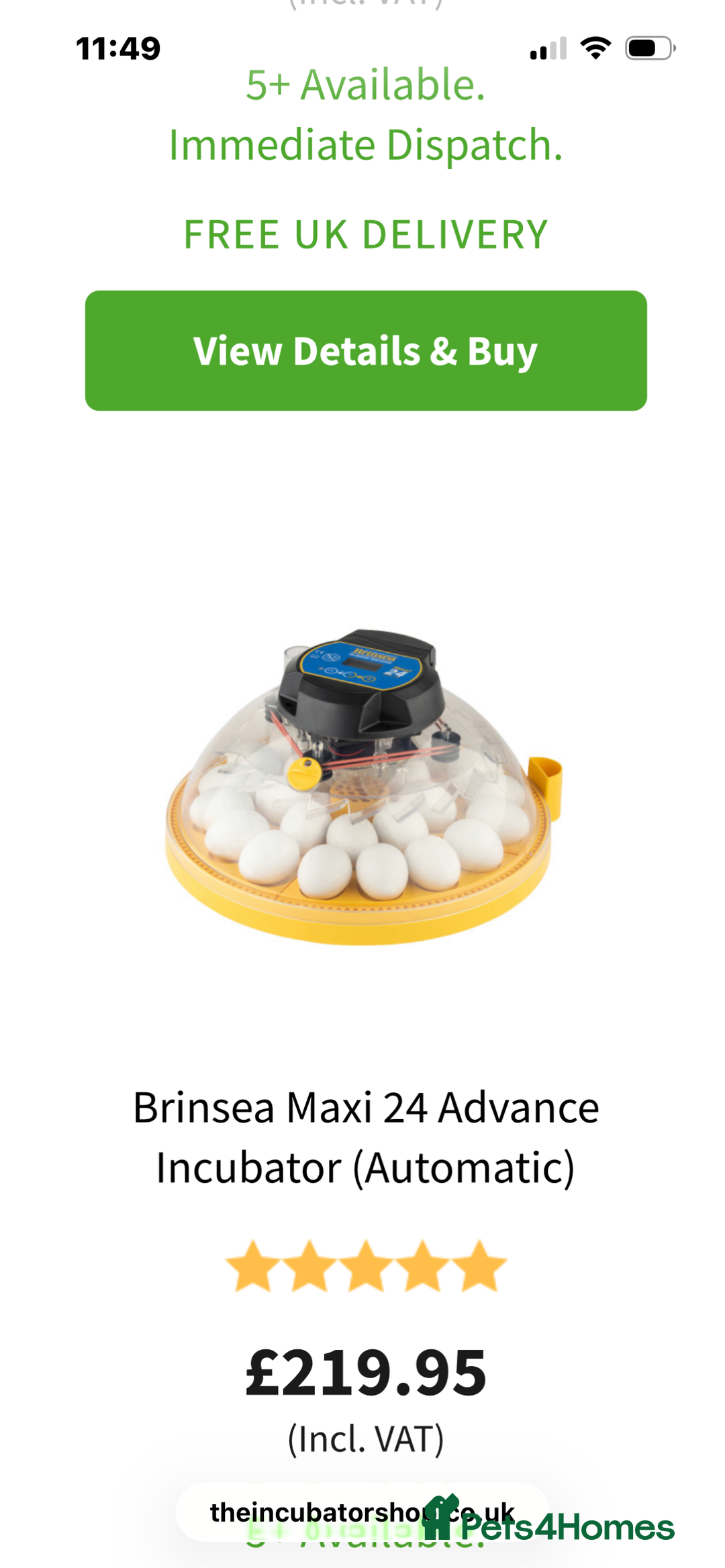 Mixed Breed birds for sale: Incubator  - Advert 1