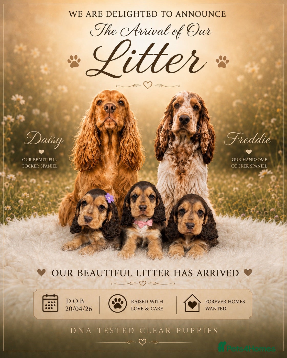 Cocker Spaniel dogs DNA tested clear Show type Cocker Spaniels - Advert 1