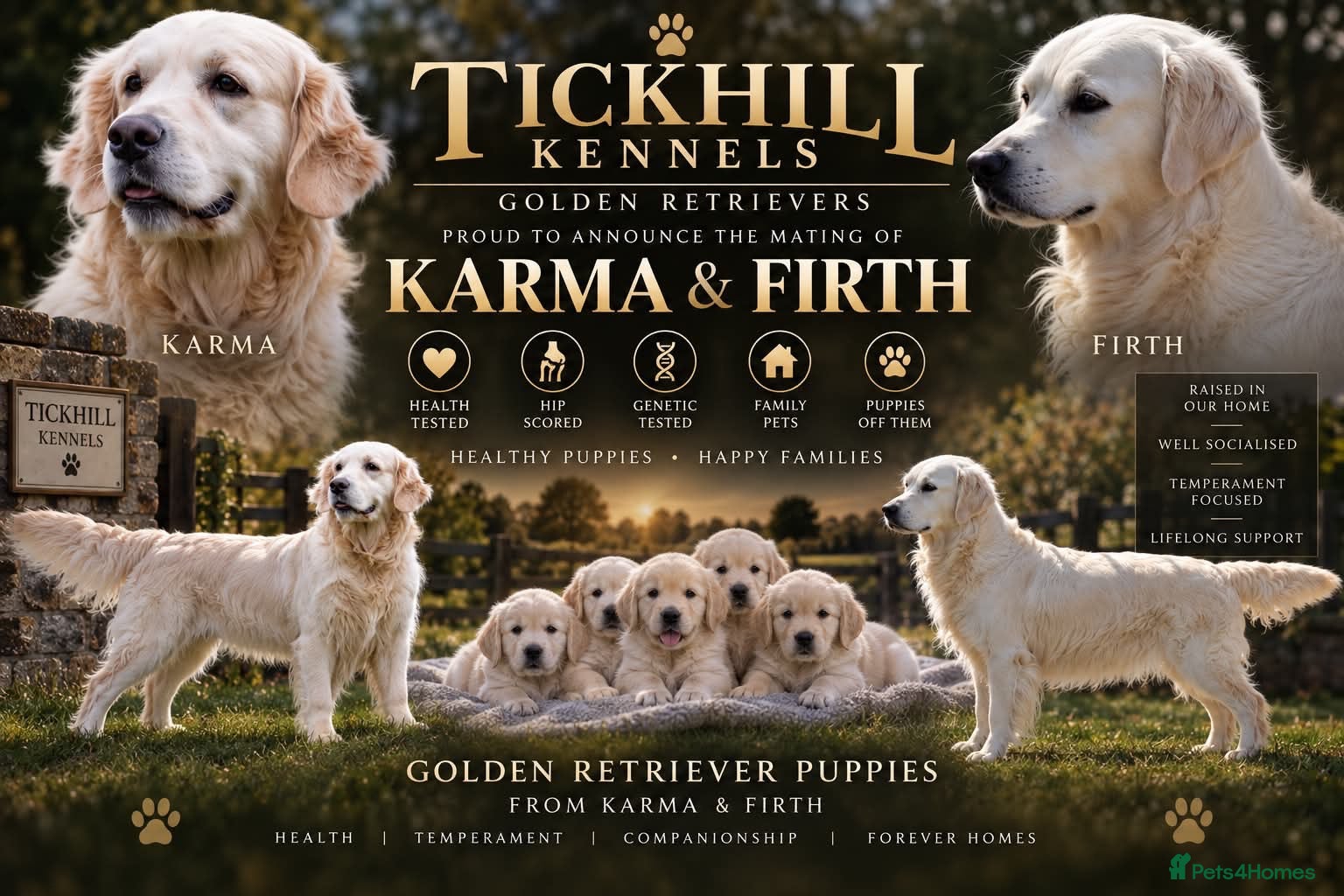 Golden Retriever dogs White show lines retriever puppies  - Advert 1