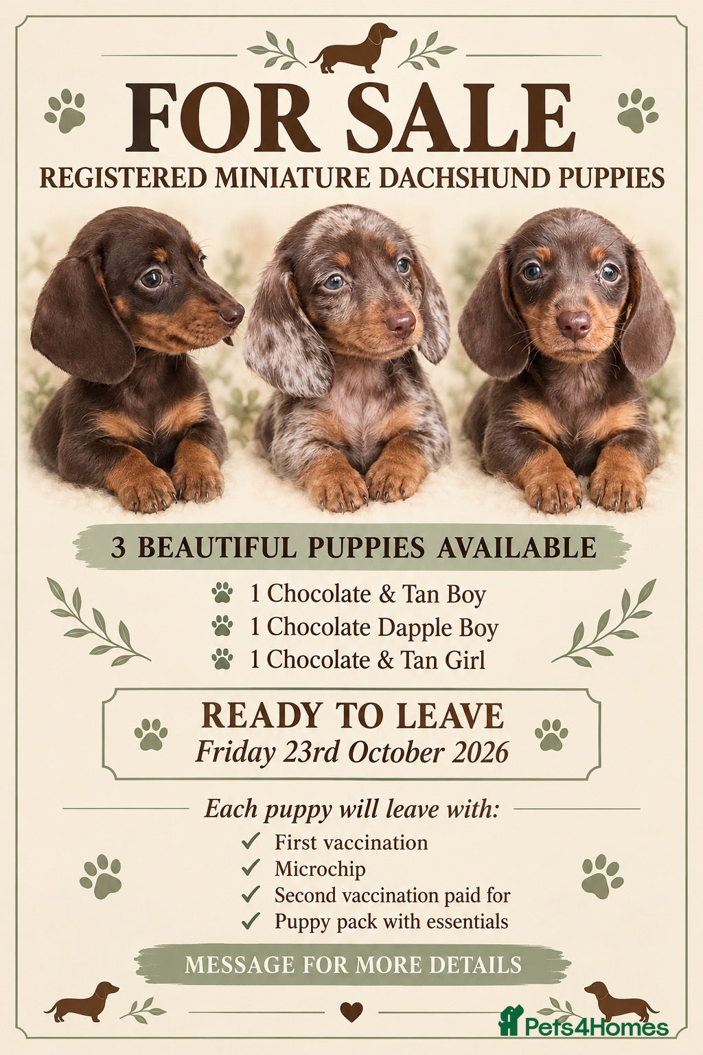 Miniature Dachshund dogs Beautiful Kc Reg miniature dachshunds  - Advert 2