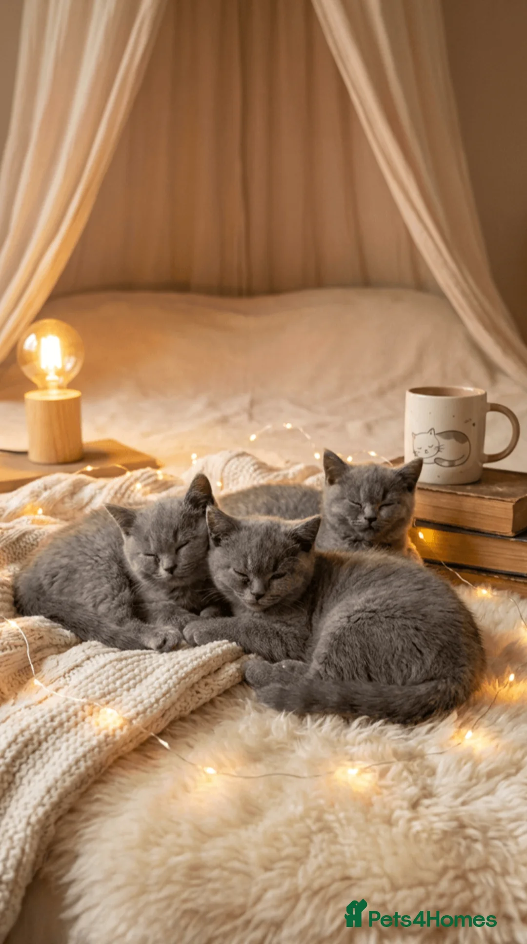 British Shorthair cats for sale: 3 purebred Blue British Shorthair kittens girls  - Advert 2