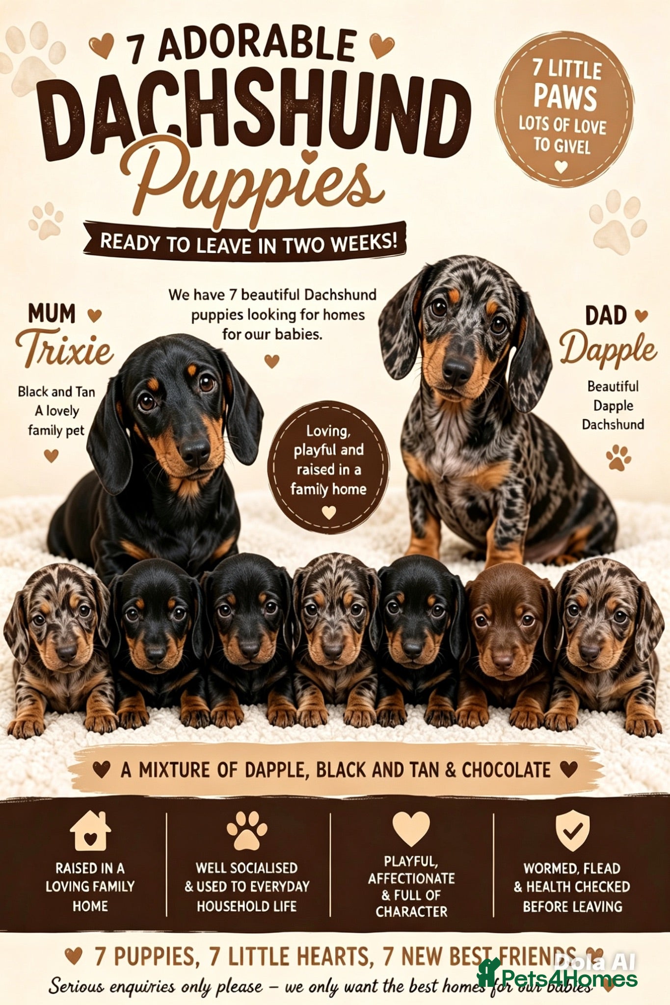 Dachshund dogs 7 beautiful dachshund puppies  - Advert 1
