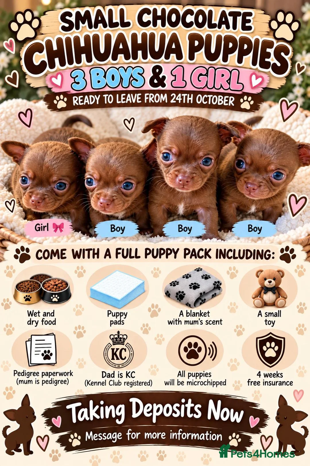 Chihuahua dogs for sale: Beautiful Chocolate Chihuahua Puppies 🐶❤️ - Advert 1