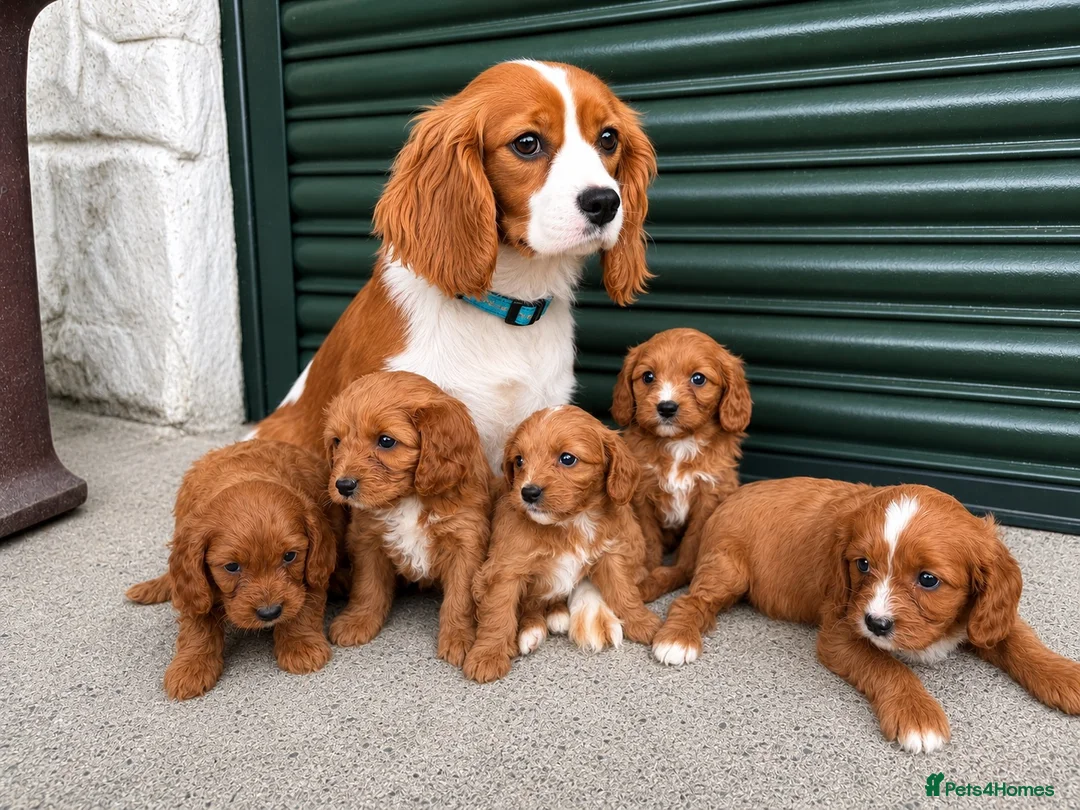 Cavapoo dogs for sale: F1 type Fox red & white Cavapoo Puppies  - Advert 1