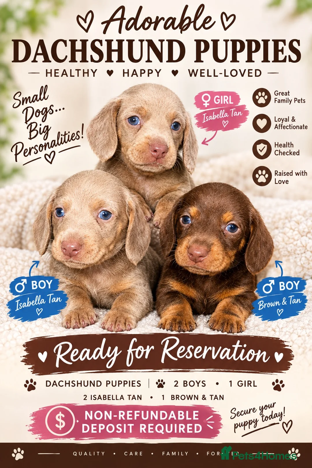 Dachshund dogs for sale: Gorgeous dachshund pups available for reservation - Advert 1