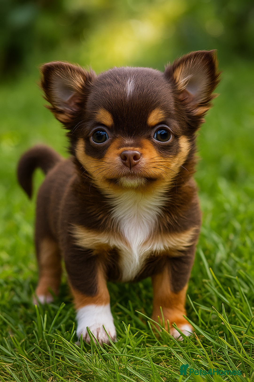 Chihuahua dogs for sale: Rare long haired Chocolate & tan with green eyes  - Image 1