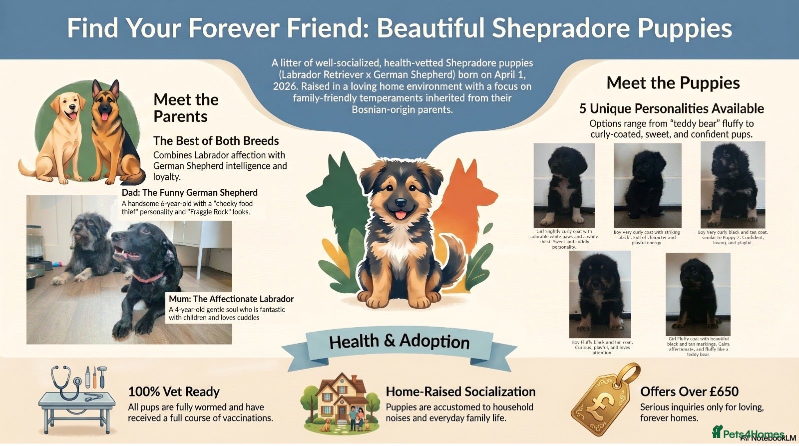 Mixed Breed dogs for sale: Shepradore Puppies - Advert 1