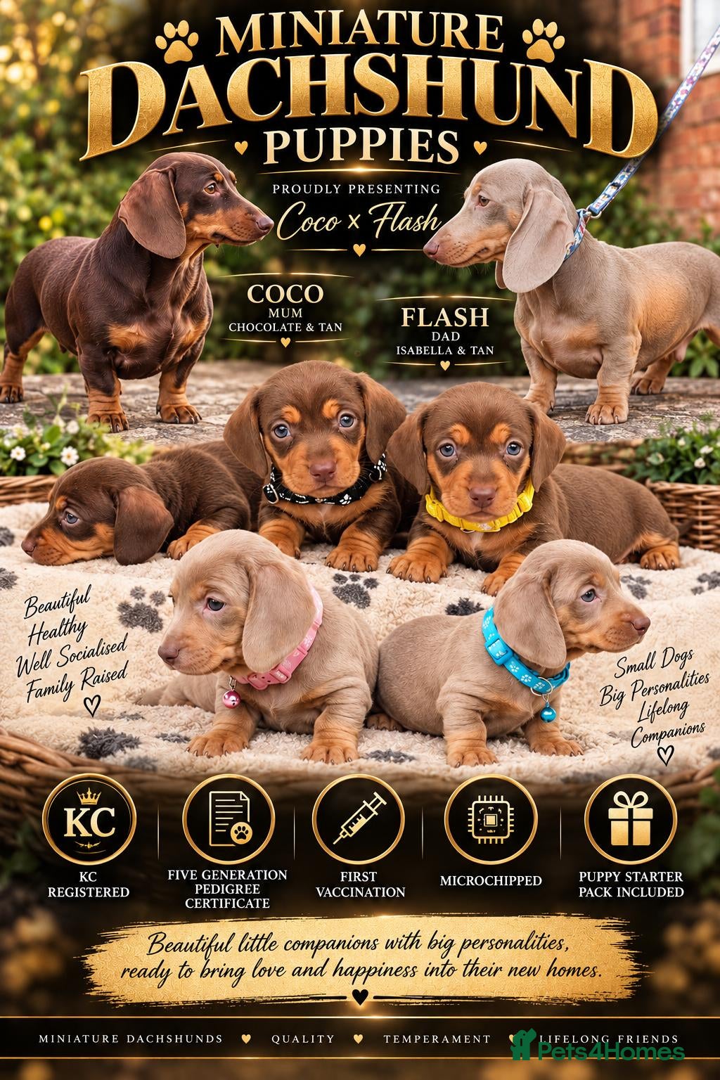 Miniature Dachshund dogs for sale: 🐶 Stunning KC Miniature Dachshund Puppies - Advert 1
