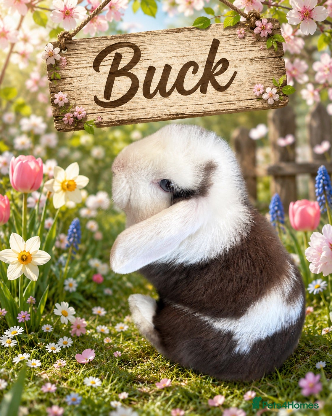 Mini Lop rabbits 1 Chocolate and White Buck - Advert 1
