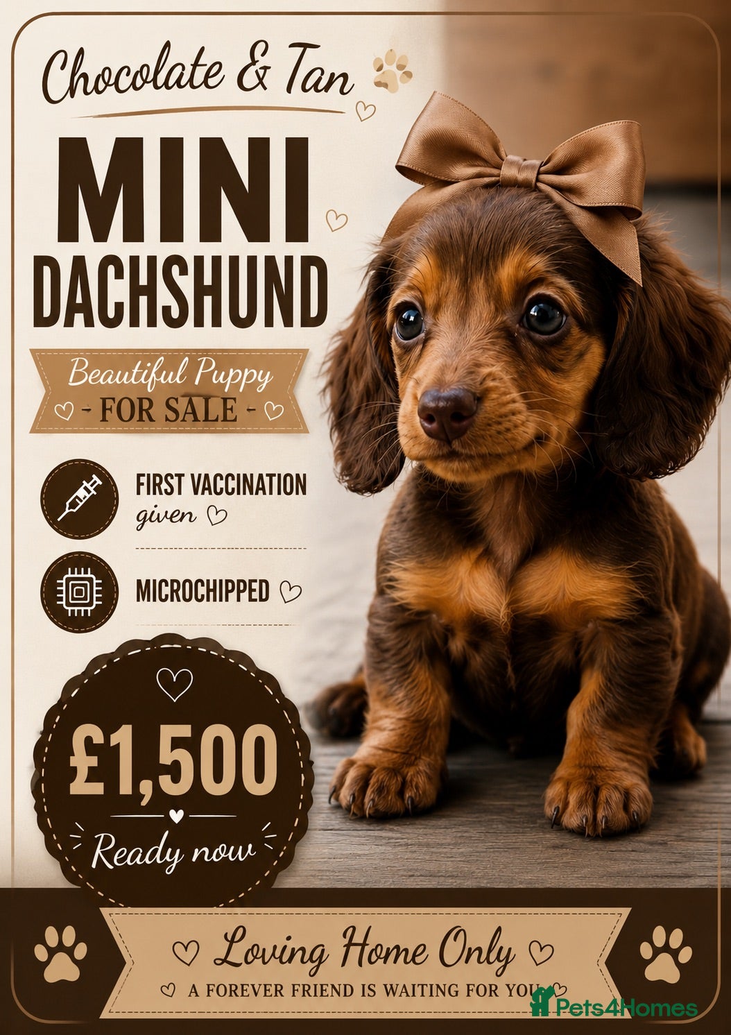 Miniature Dachshund dogs Miniature Long Hair Choc&Tan Dachshunds  - Advert 1