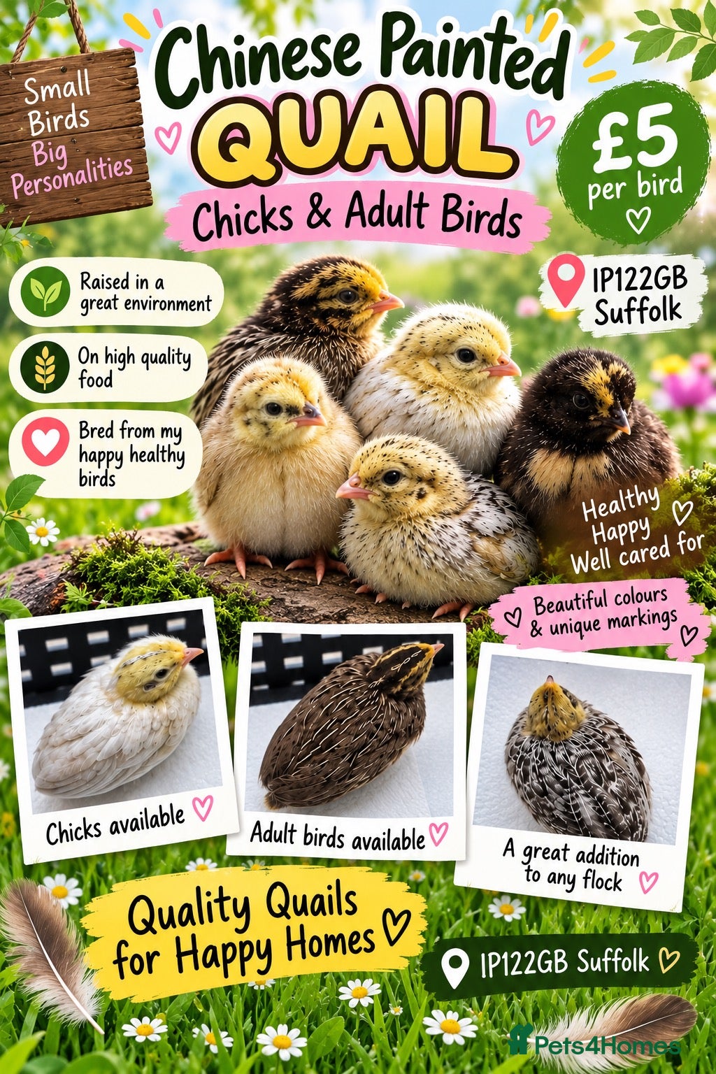 Quail poultry Chinese painted quail chicks  - Advert 5