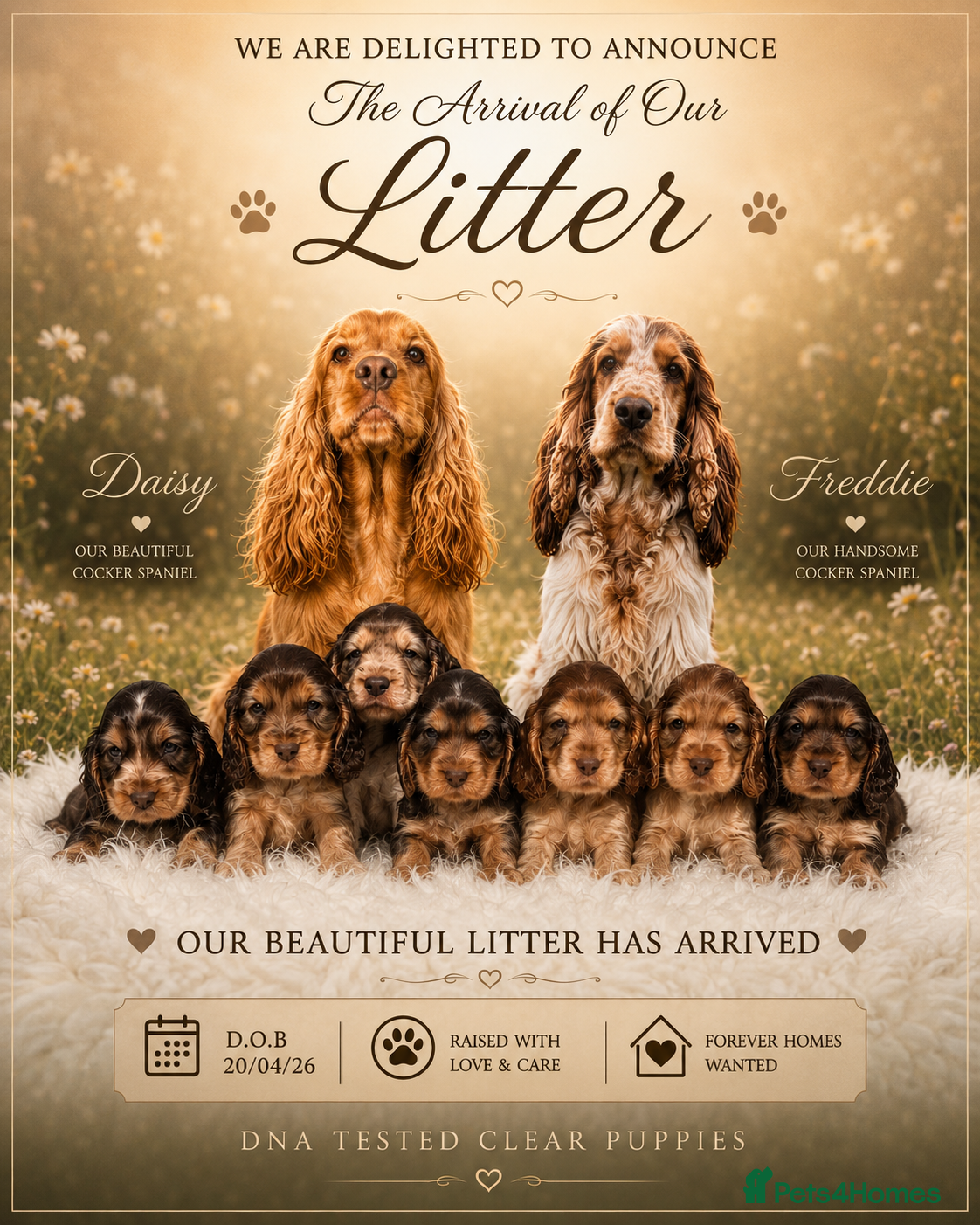 Cocker Spaniel dogs for sale: DNA tested clear Show type Cocker Spaniels in Ystrad Meurig - Advert 1