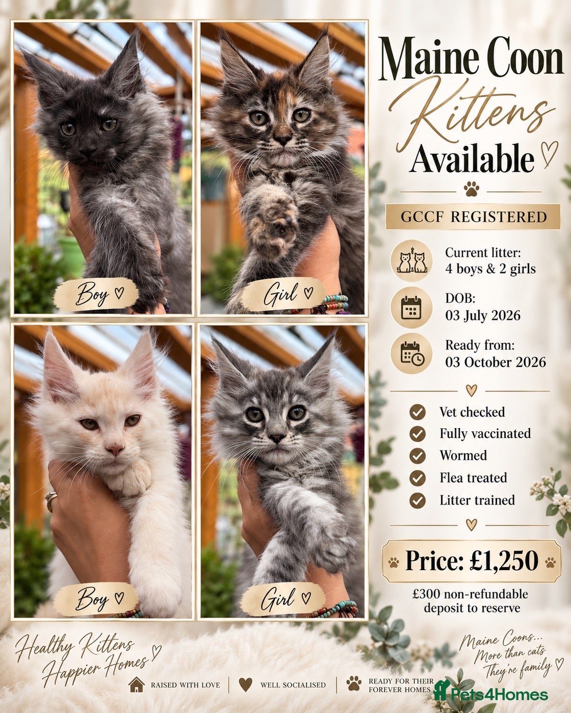Maine Coon cats GCCF Fully Registered Maine Coon Kittens  - Advert 4