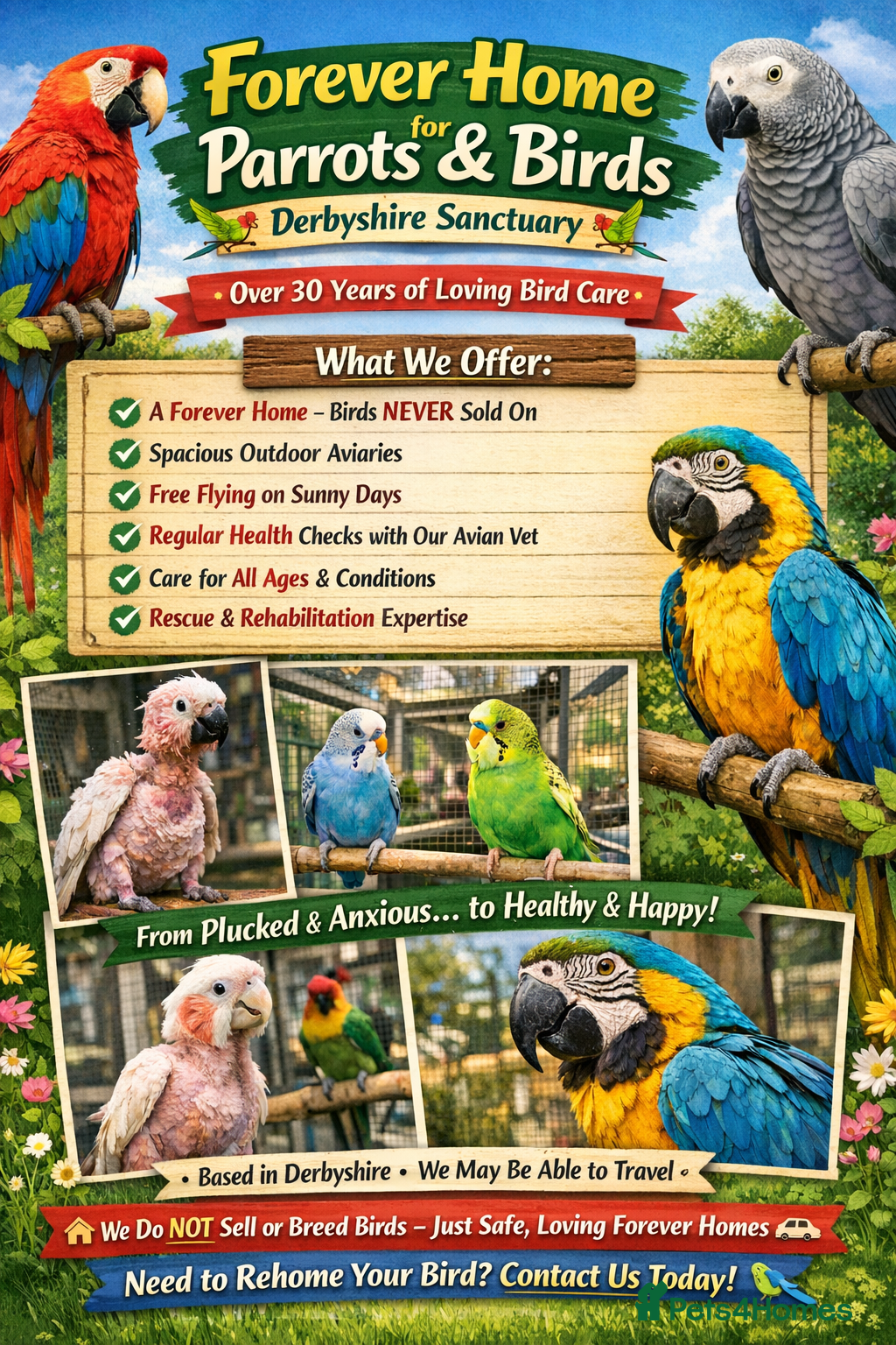 Mixed Breed birds Derbyshire Sanctuary for all parrots and birds  - Advert 4